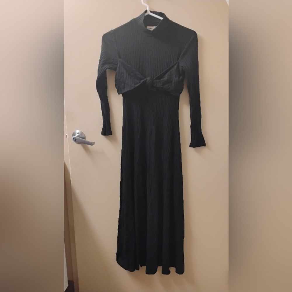 Mara Hoffman Flo Ribbed Midi Dress Sz S Bandeau Tie Front